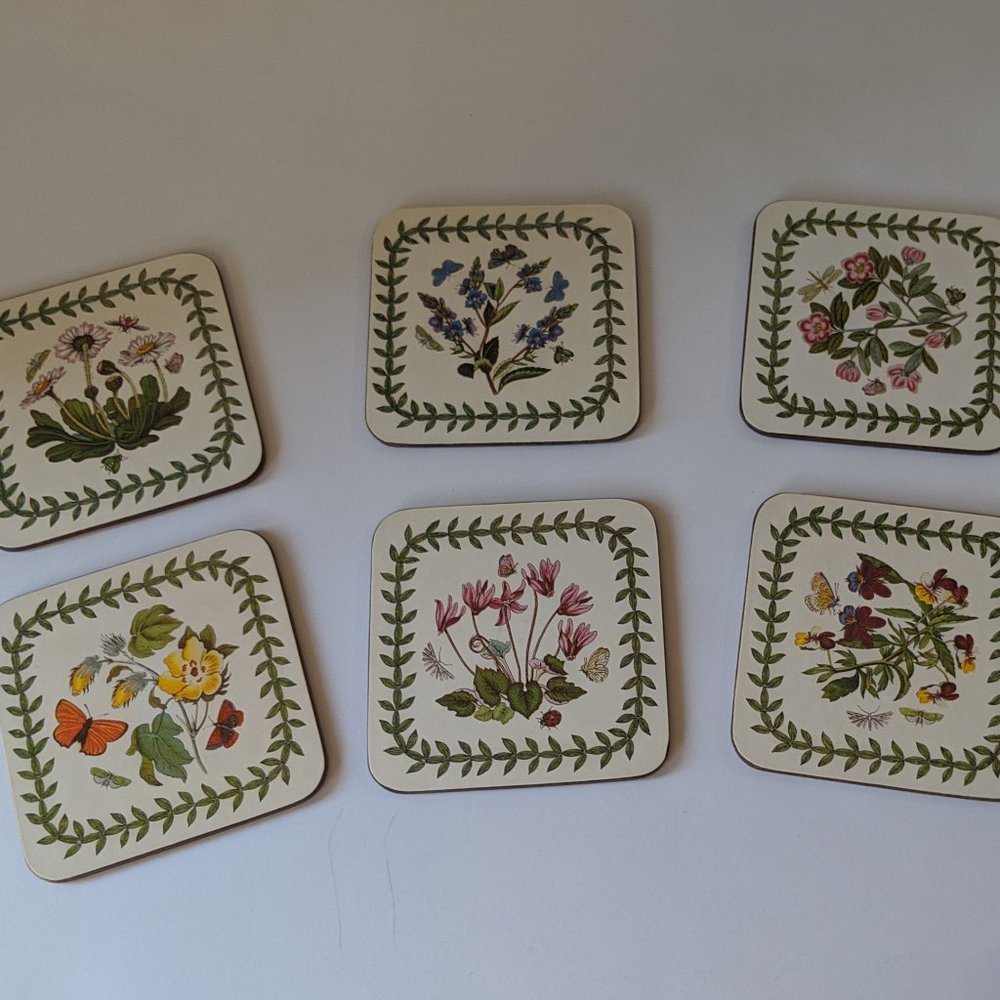 VINTAGE ENGLISH PORTMEIRION  FLORIAL COASTERS  (6)